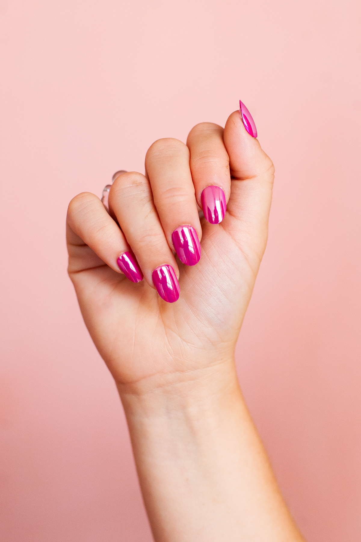 Pink Chrome Press On Nail Set