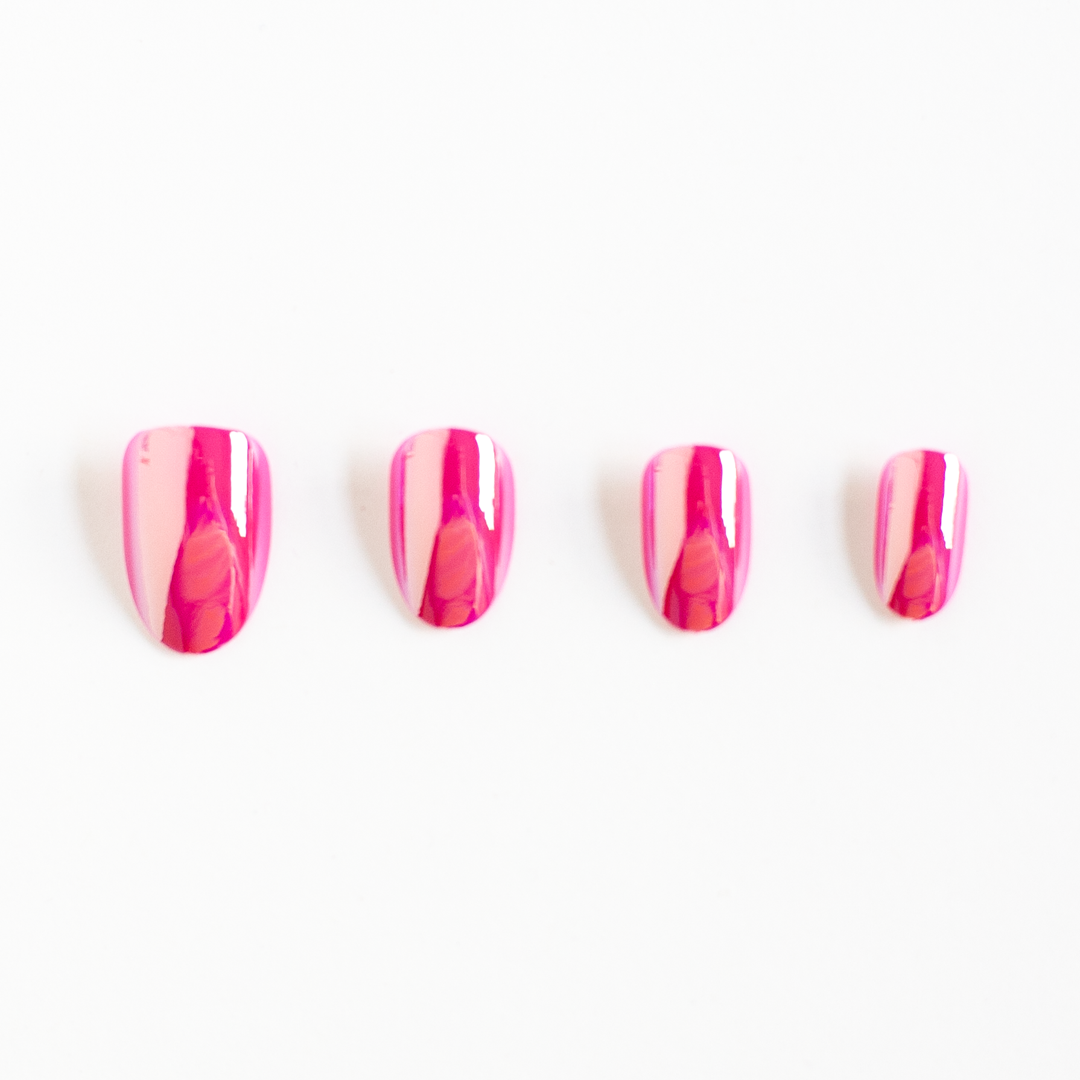 Pink Chrome Press On Nail Set