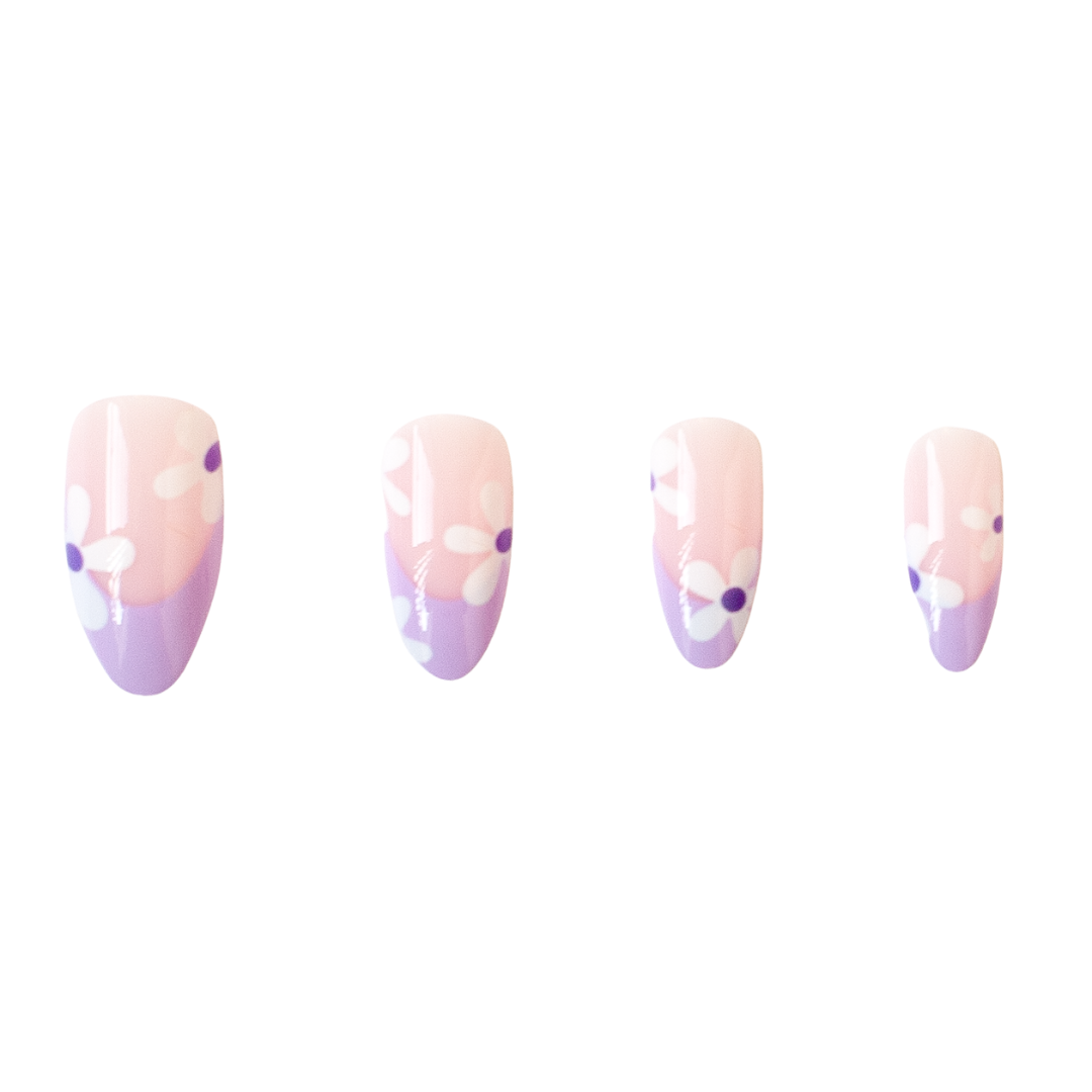 Purple Daisies Press On Nail Set